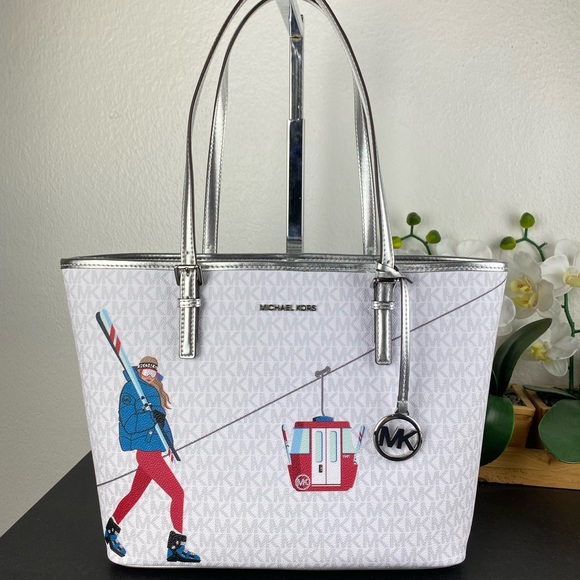 Michael Kors Jet Set Travel MD Carryall Tote Girls Graphic - Picture 1 of 9